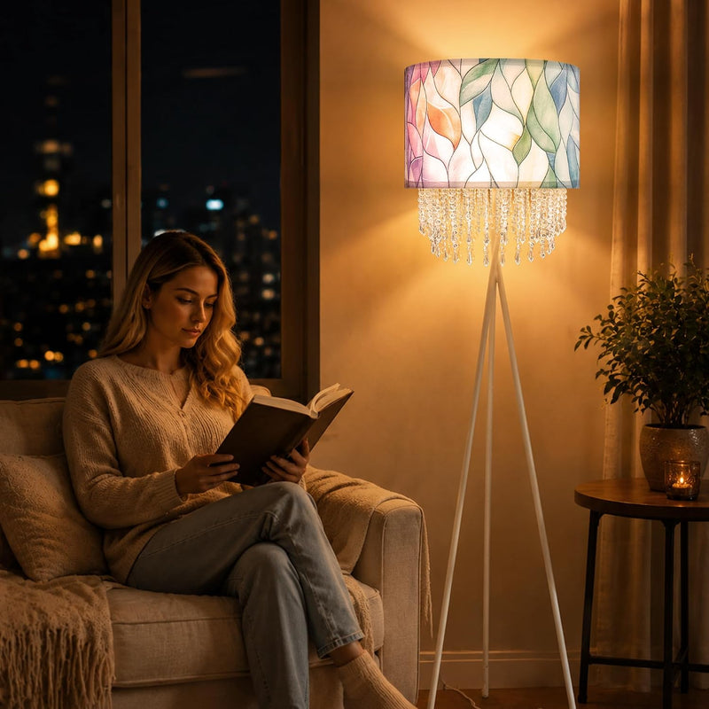 Smart Tripod Floor Lamp with Coal Tit Bird