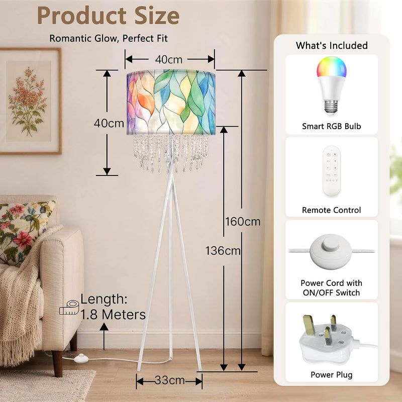 Smart Tripod Floor Lamp with Coal Tit Bird