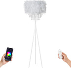 Smart Tripod Floor Lamp with Feather Shade Acrylic