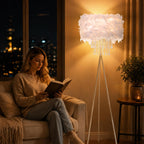 Smart Tripod Floor Lamp with Feather Shade Acrylic