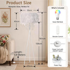 Smart Tripod Floor Lamp with Feather Shade Acrylic