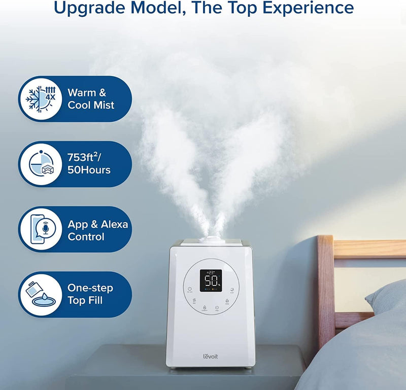 Smart Warm Cool Mist Humidifier 6L Top Fill