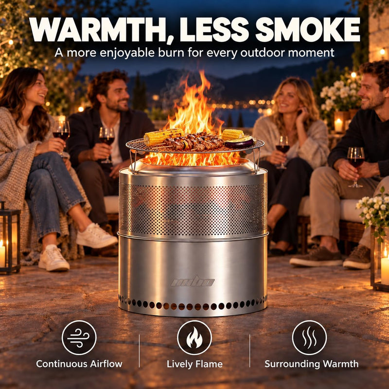 Smokeless Fire Pit 304 Stainless Steel Portable Wood