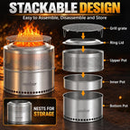 Smokeless Fire Pit 304 Stainless Steel Portable Wood