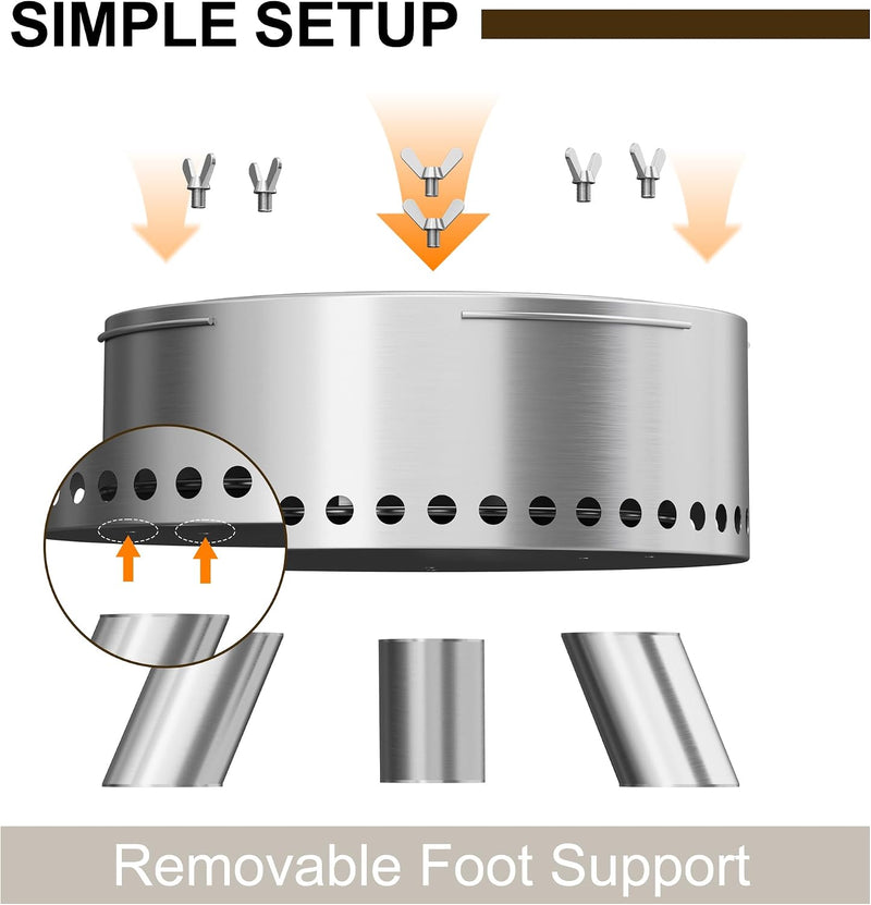Smokeless Fire Pit with Poker