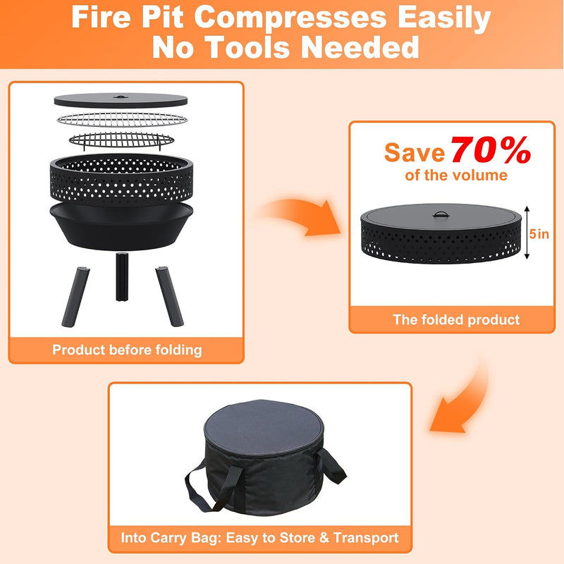 Smokeless Fire Pit with Poker