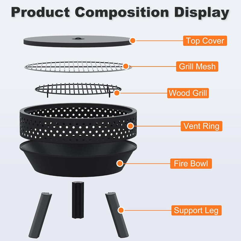Smokeless Fire Pit with Poker