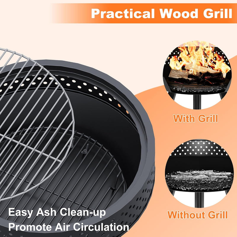 Smokeless Fire Pit with Poker