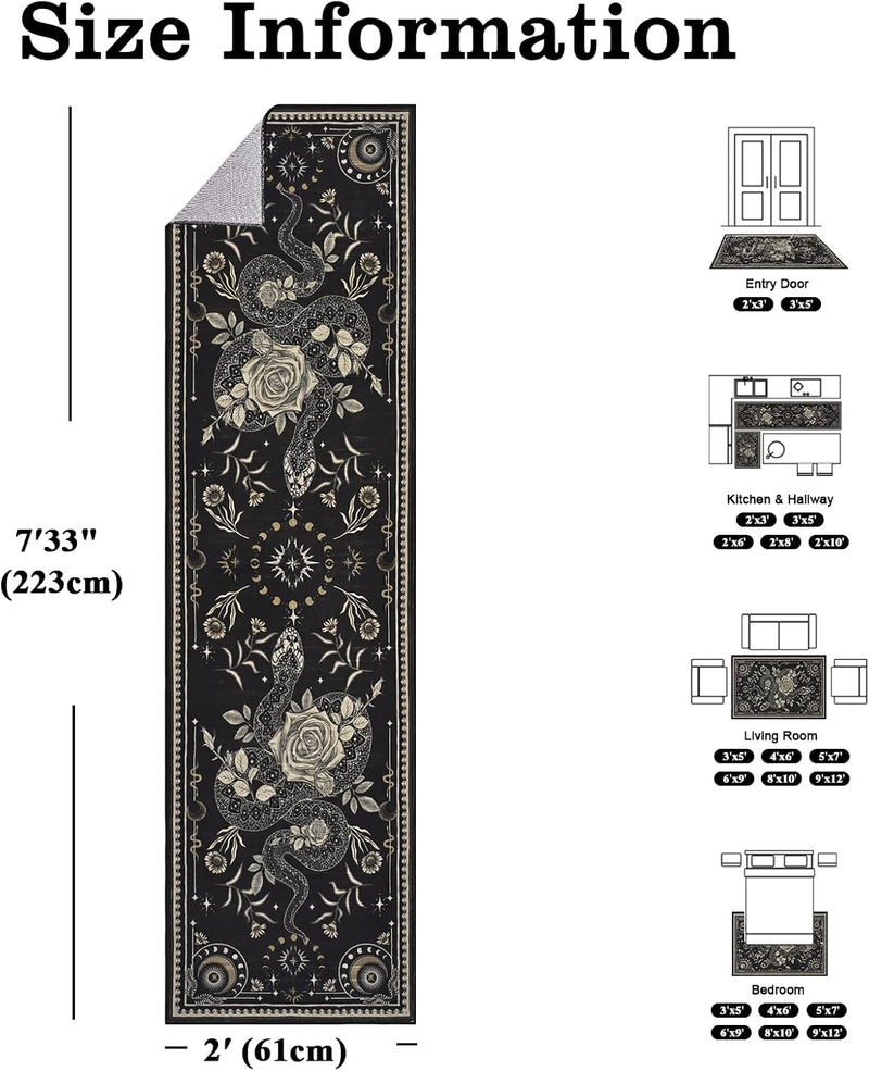 Snake Living Room Rug Washable Gothic Rugs