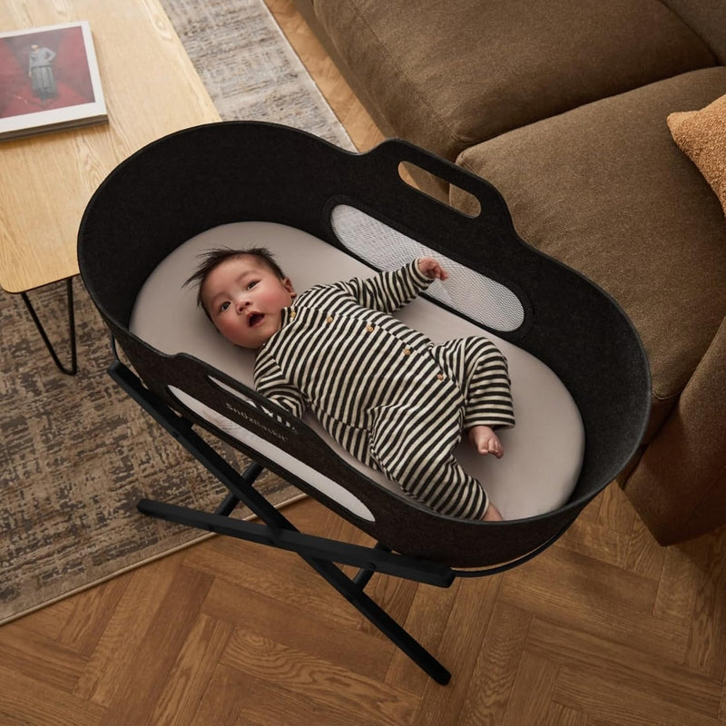 Snuzbaskit Moses Basket with Mattress Folding Stand Bundle