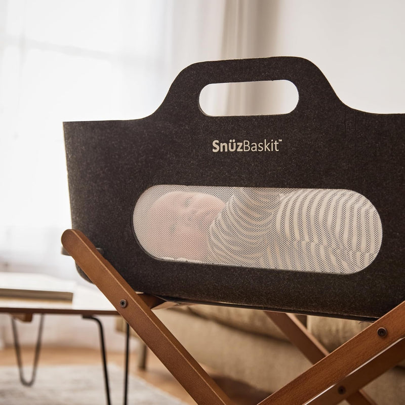 Snuzbaskit Moses Basket with Mattress Folding Stand Bundle