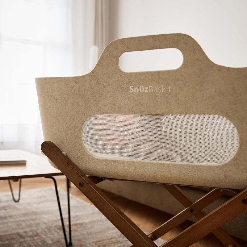 Snuzbaskit Moses Basket with Mattress Folding Stand Bundle
