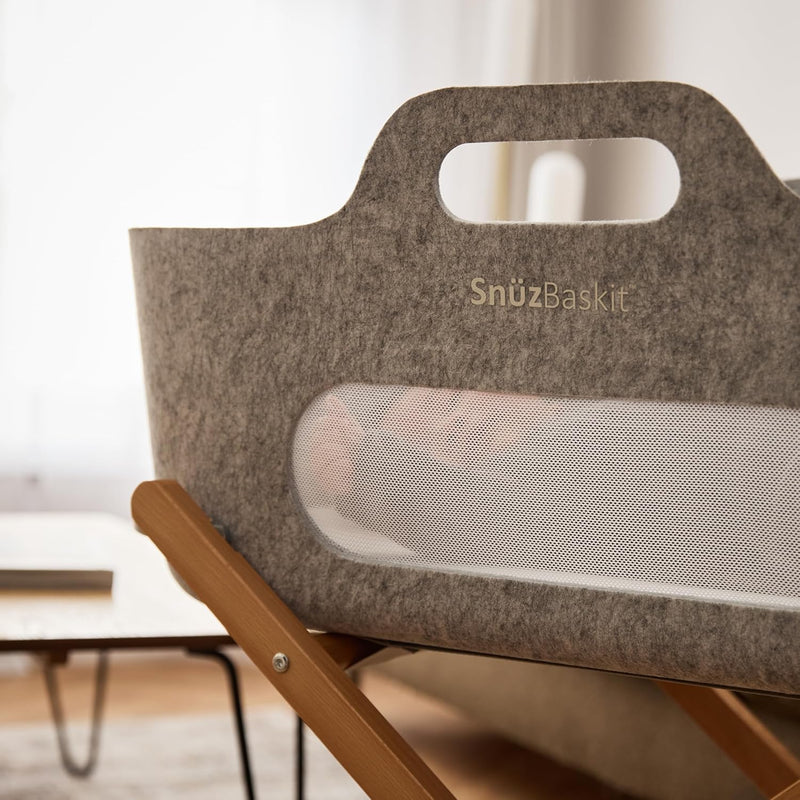 Snuzbaskit Moses Basket with Mattress Folding Stand Bundle