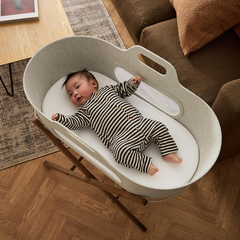 Snuzbaskit Moses Basket with Mattress Folding Stand Bundle