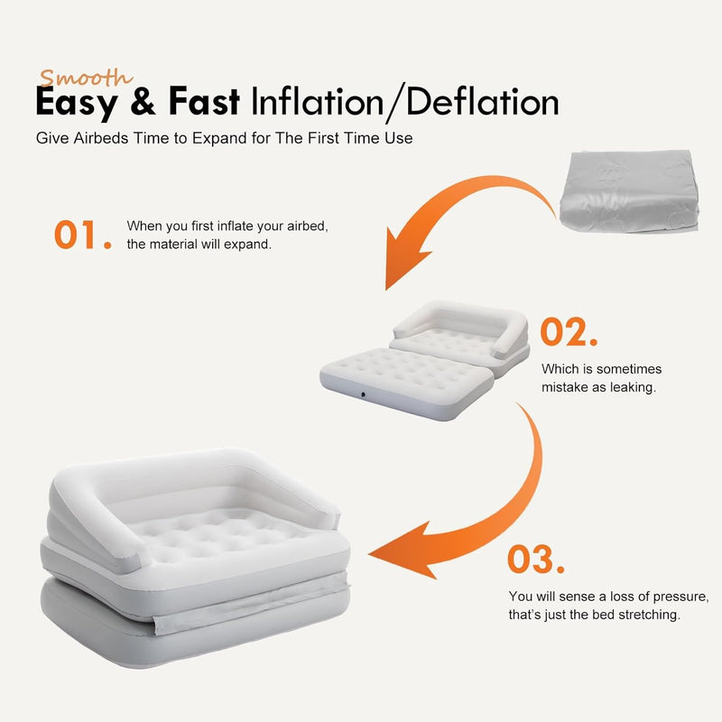 Sofa Bed Flocked Couches Air Mattress Size Armrest