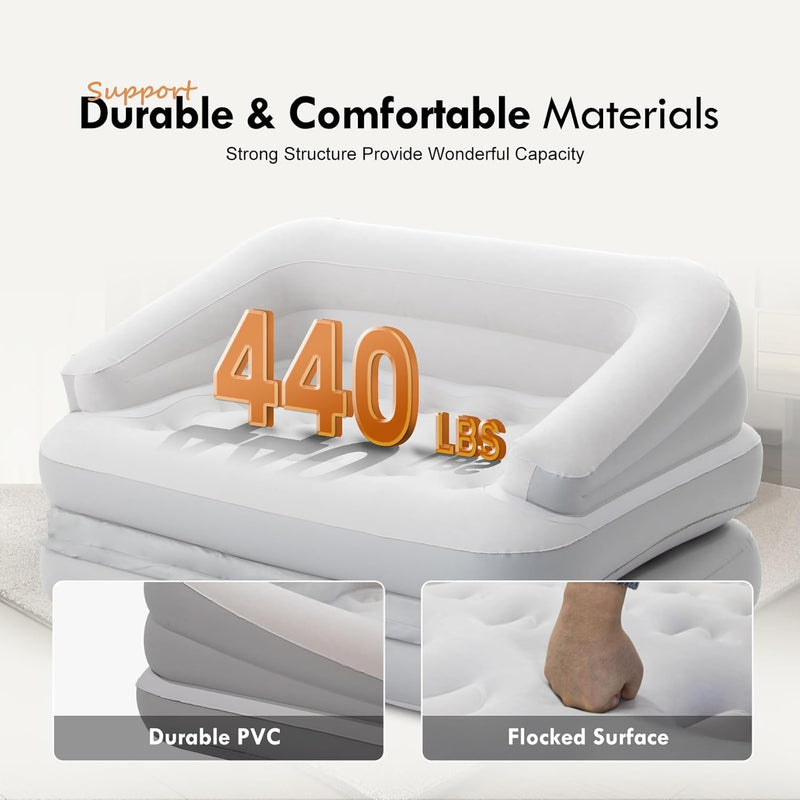 Sofa Bed Flocked Couches Air Mattress Size Armrest