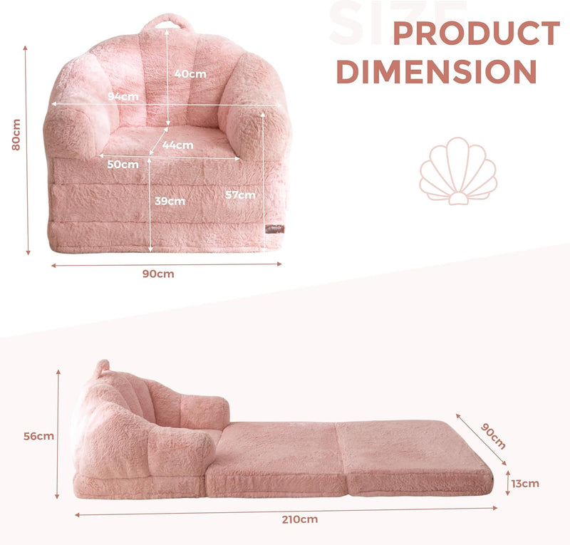 Sofa Bed Folding Bean Bag Chair Faux Fur