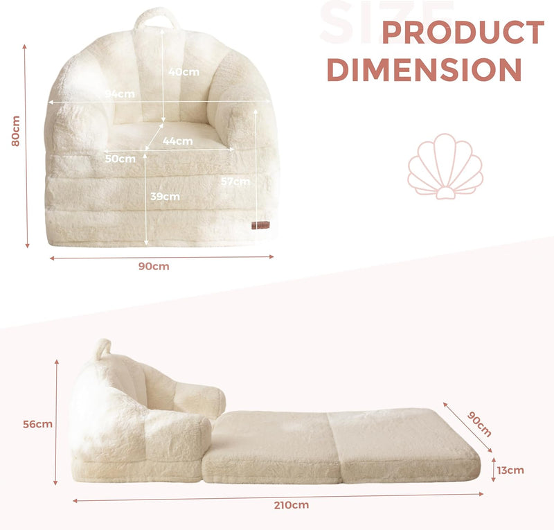Sofa Bed Folding Bean Bag Chair Faux Fur