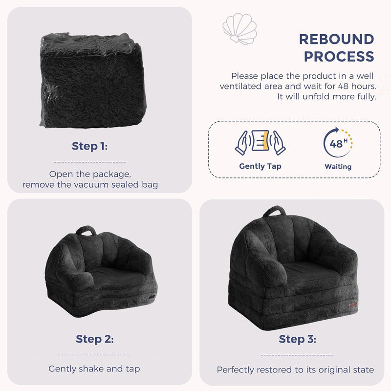 Sofa Bed Folding Bean Bag Chair Faux Fur