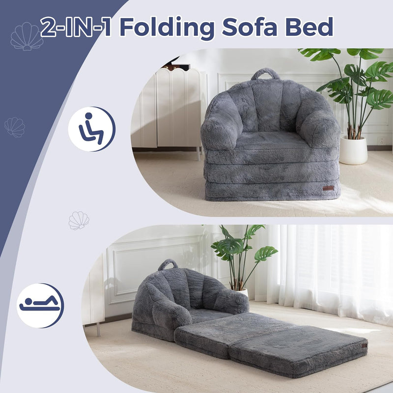 Sofa Bed Folding Bean Bag Chair Faux Fur