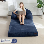 Sofa Bed Folding Bean Bag Chair Faux Fur