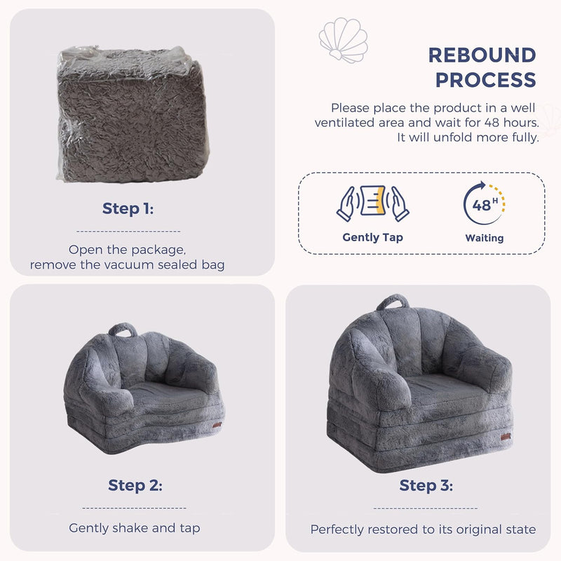 Sofa Bed Folding Bean Bag Chair Faux Fur