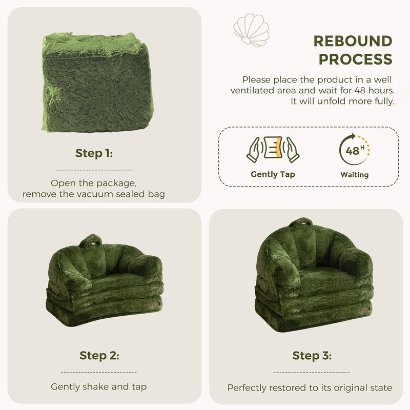 Sofa Bed Folding Bean Bag Chair Faux Fur