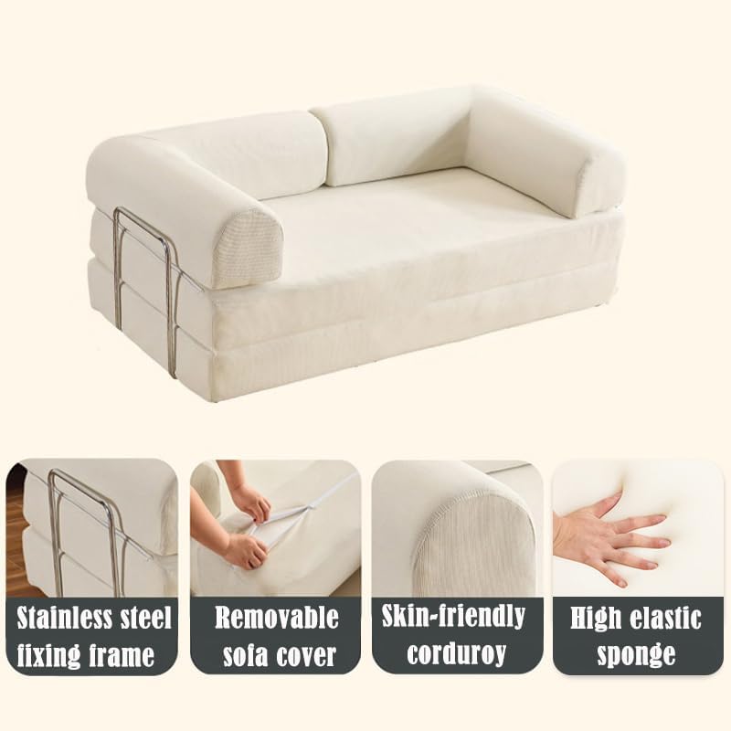 Sofa Convertible Floor Bed Sleeper Loveseat Corduroy Mattress