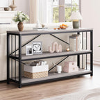 Sofa Table Modern Metal Wood Entryway Console Industrial