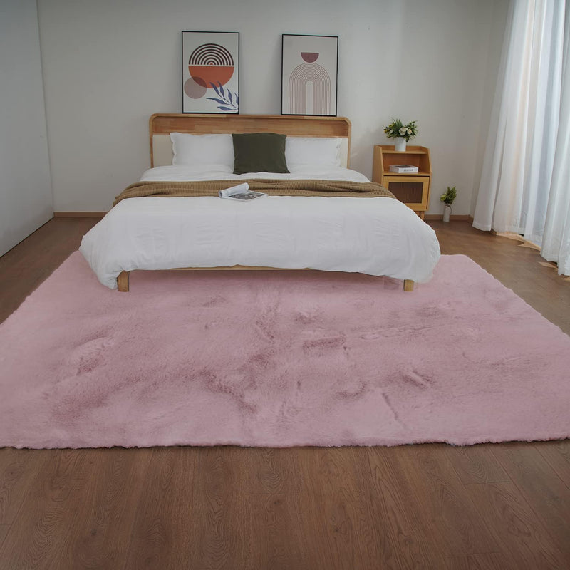 Soft Faux Rabbit Fur Rug Machine Washable