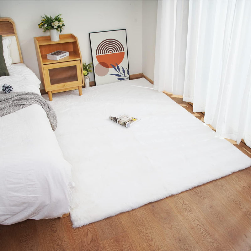 Soft Faux Rabbit Fur Rug Machine Washable
