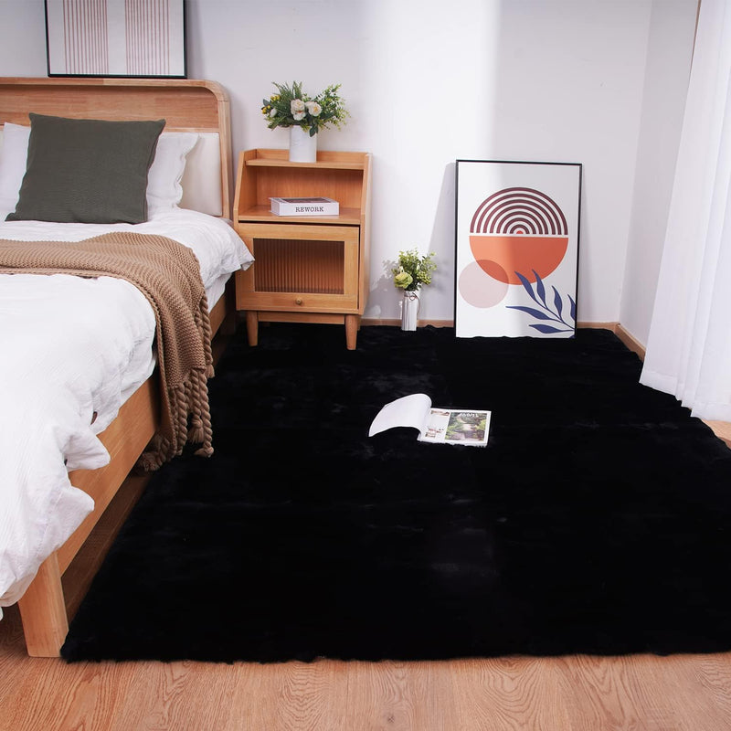 Soft Faux Rabbit Fur Rug Machine Washable