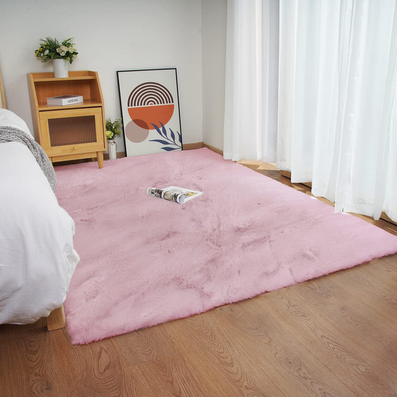 Soft Faux Rabbit Fur Rug Machine Washable