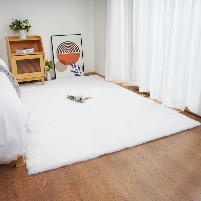 Soft Faux Rabbit Fur Rug Machine Washable