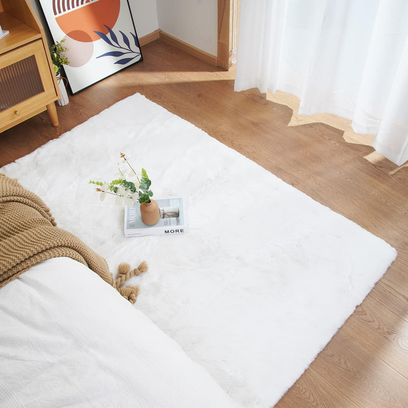 Soft Faux Rabbit Fur Rug Machine Washable