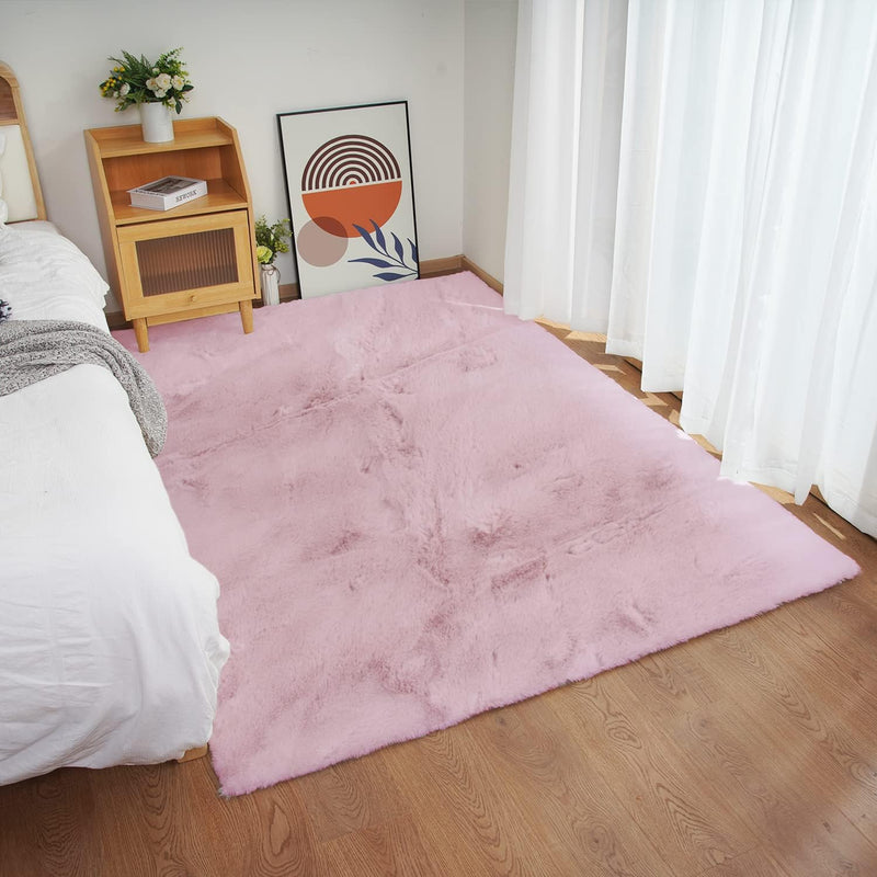 Soft Faux Rabbit Fur Rug Machine Washable