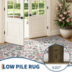 Floral Living Room Rug Washable Low