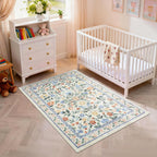 Soft Large Floral Rug Washable Non-Slip