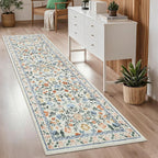 Soft Large Floral Rug Washable Non-Slip