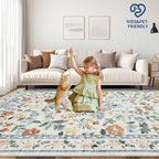 Soft Large Floral Rug Washable Non-Slip