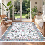 Soft Large Floral Rug Washable Non-Slip