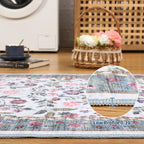 Soft Large Floral Rug Washable Non-Slip
