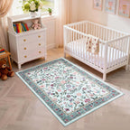 Soft Large Floral Rug Washable Non-Slip