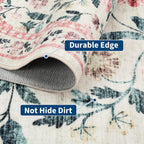 Soft Large Floral Rug Washable Non-Slip