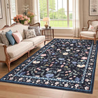 Soft Large Floral Rug Washable Non-Slip