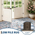 Floral Living Room Rug Washable Low