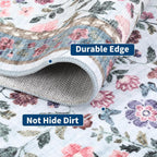 Soft Large Floral Rug Washable Non-Slip