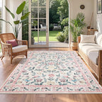 Soft Large Floral Rug Washable Non-Slip