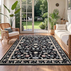 Soft Large Floral Rug Washable Non-Slip