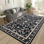 Soft Large Floral Rug Washable Non-Slip